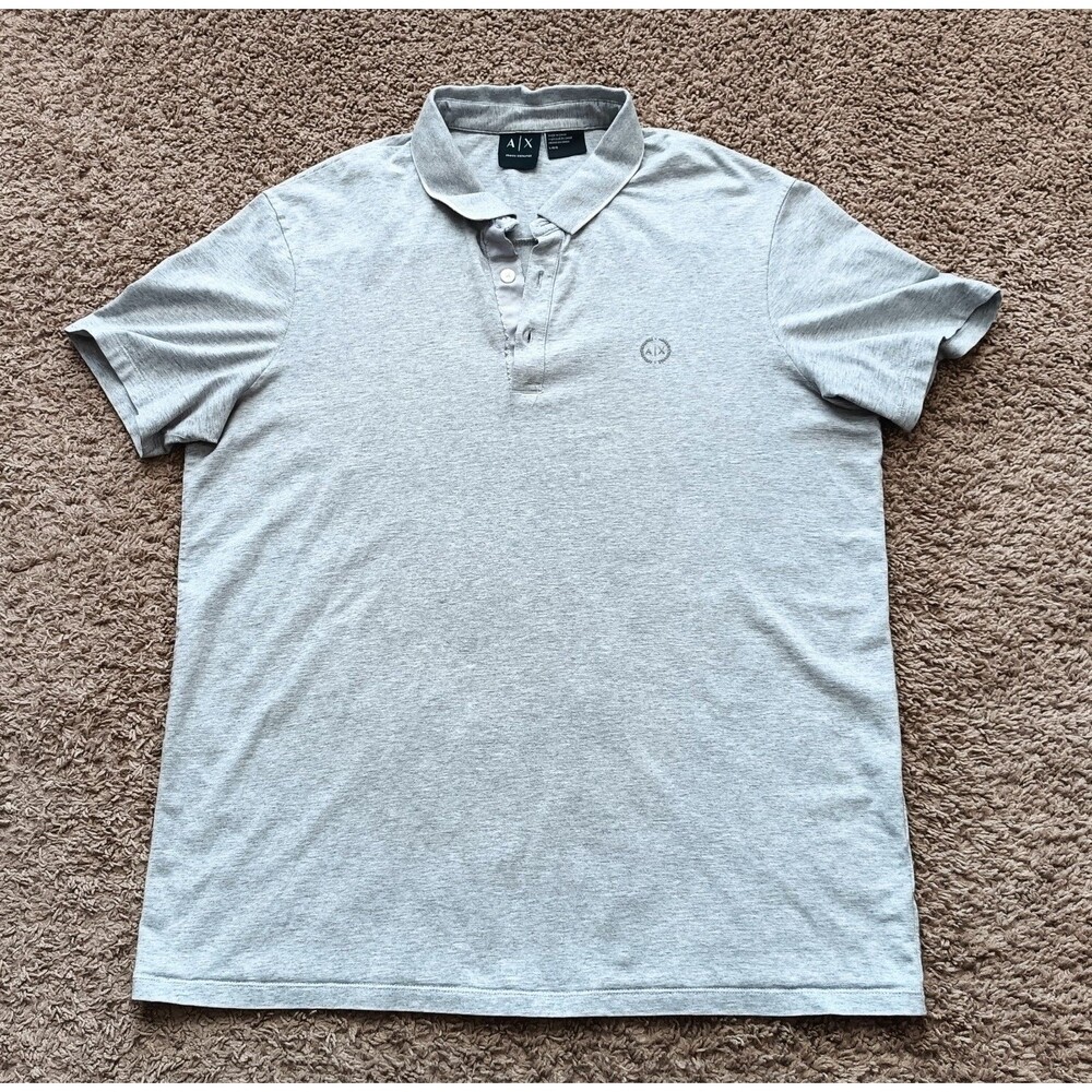 Armani Exchange Polo Shirt Grey Short Sleeve Men's Size Large